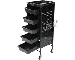 Barber Trolley with 5 Drawers, Professional Hairdressing Accessories, Operating Car, Salon Aid, Barber Cart, Black - ShopVlot