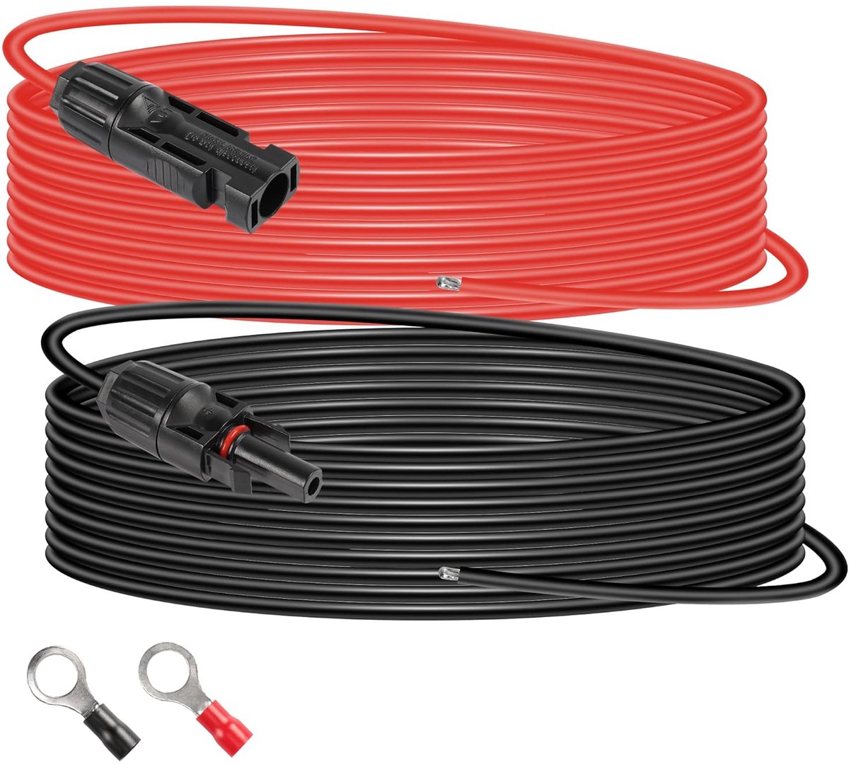 CERRXIAN 14AWG 16FT Solar Extension Cable with Bushing and Plug with O Ring for Solar Panels, Charge Controller (Black - ShopVlot