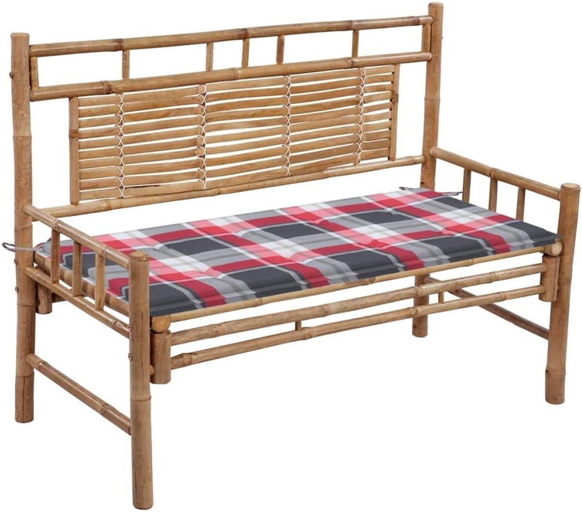 Tuinbank met kussen 120 cm bamboe weerbestendig waterdicht comfortabel zitten loungeset voor tuin balkon terras patio buitenmeubel opvouwbaar eenvoudig schoon te maken met rugleuning
