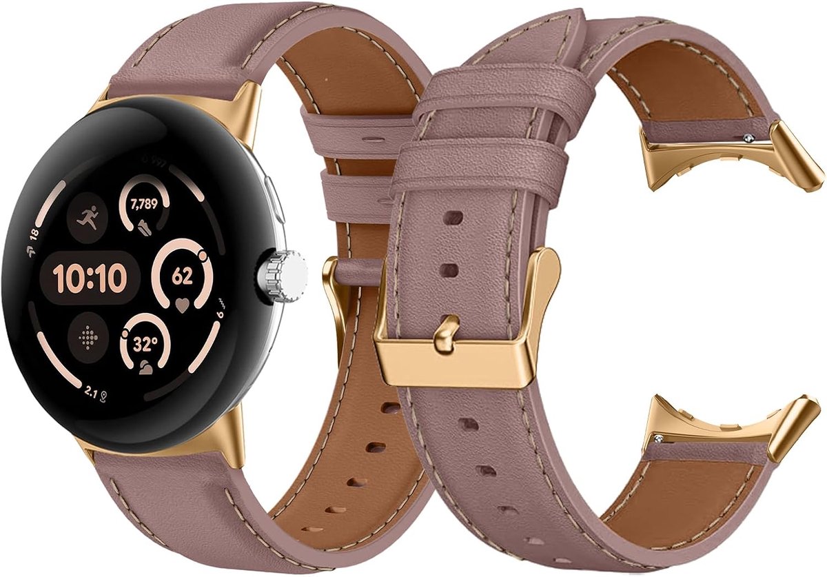 LanQii Lederen armband voor Google Pixel Watch 4/3 45 mm, zacht leren reservearmband, dames en heren horlogeband voor - ShopVlot