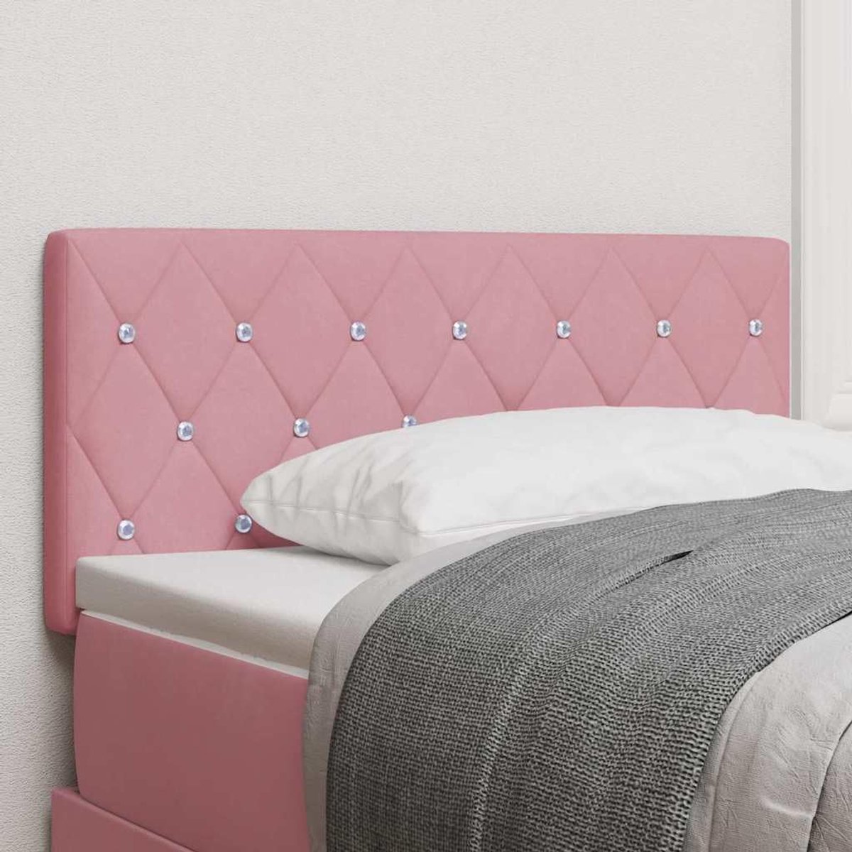 Led-hoofdeinde met RGB-strepen, roze, 100 cm, in hoogte verstelbaar, gemaakt van technisch grenenhout, polyester achterkant en schuimvulling.