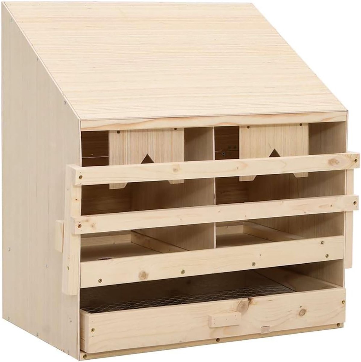 Legnest voor kippen, 2 vakken, 63 x 40 x 65 cm, van massief grenenhout, voor een comfortabele eieropslag