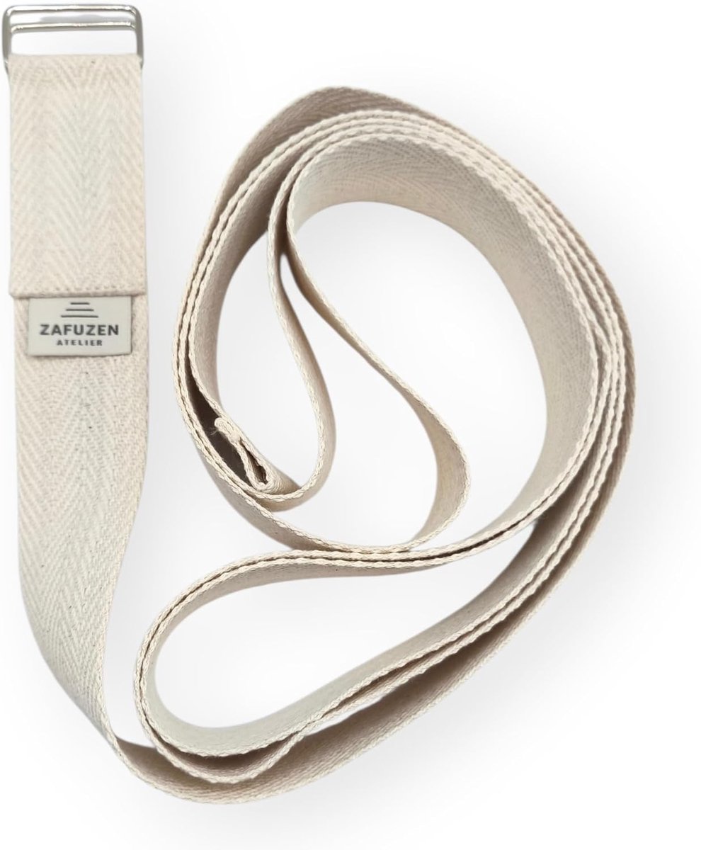 Yoga belt (yoga belt) made of organic cotton with double metal buckle - 250 × 4 cm - robust and pleasant workshop - ShopVlot