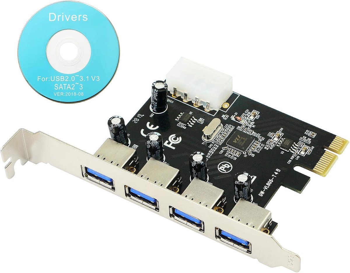 CERRXIAN 4-Port USB 3.0 Super Speed Card PCIe Express Controller Card - Interface Card USB 3.0 - Model Driver - ShopVlot