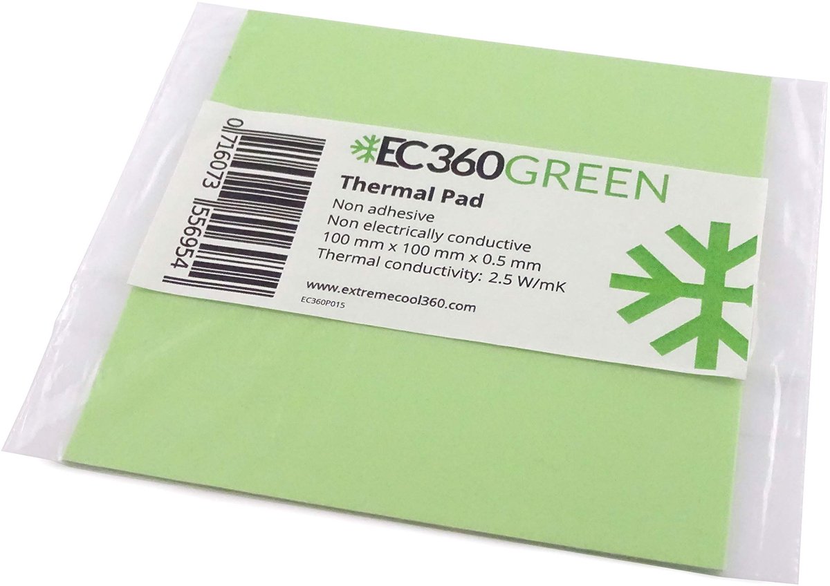 EC360® Green 2,5 W/mK Thermal Pad (100 x 100 x 0,5 mm) - ShopVlot