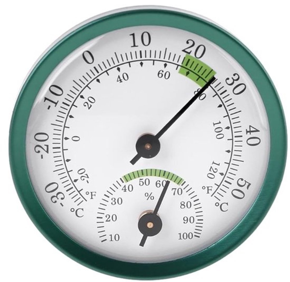 Analoge thermo-hygrometer - voor binnen en buiten - batterijvrij