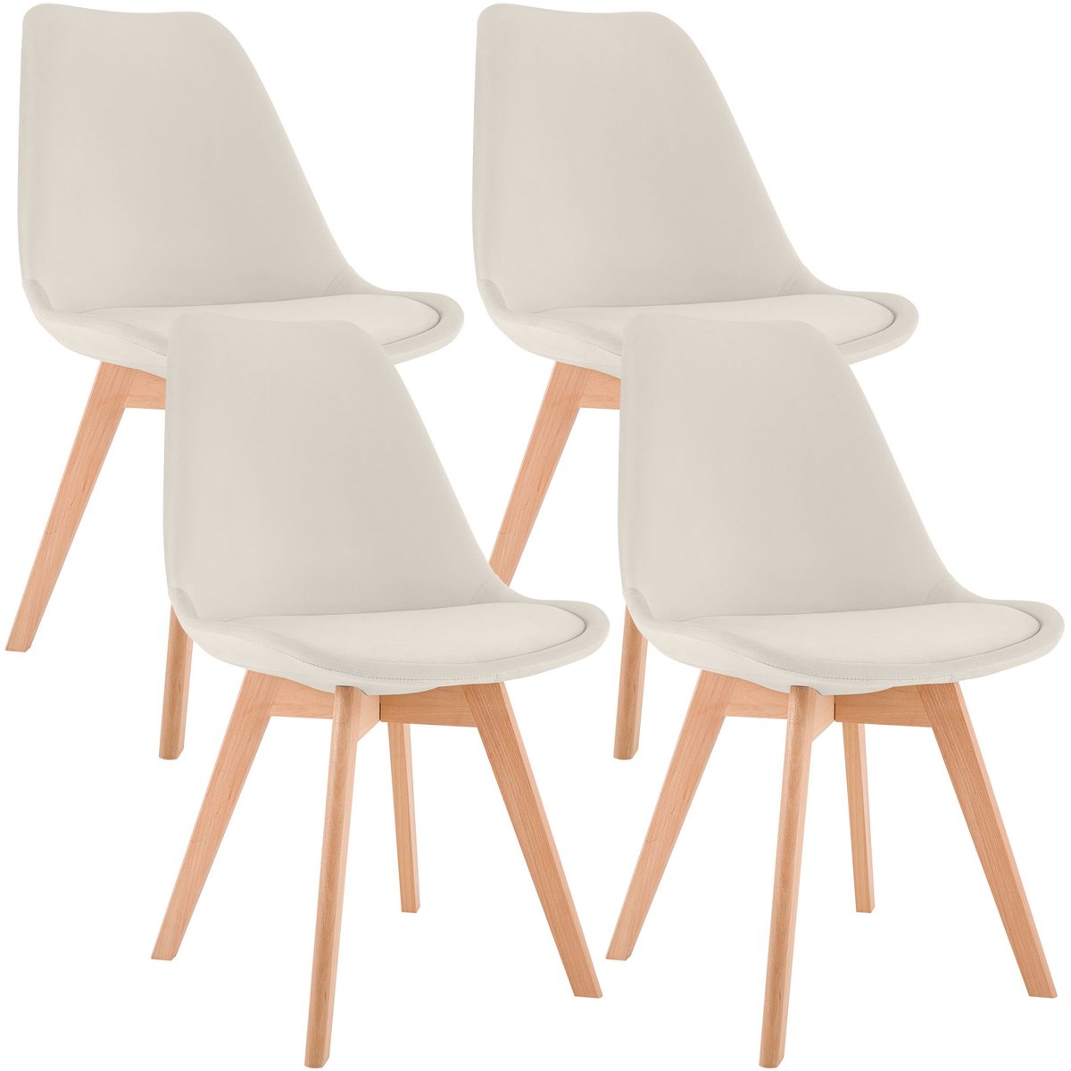 Eetkamerstoelen - Set van 4 - Fluweel - Beige