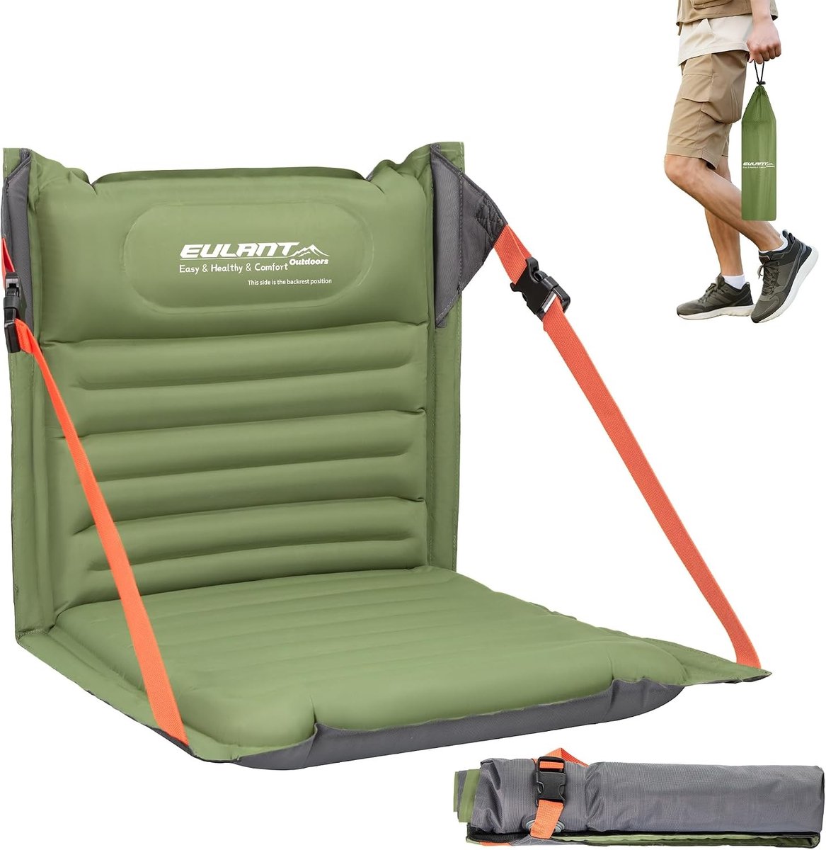 Opblaasbaar Stadionzitkussen met Rugleuning, Waterdicht en Comfortabel voor Camping, Strand, Kayakken en Sportevenementen