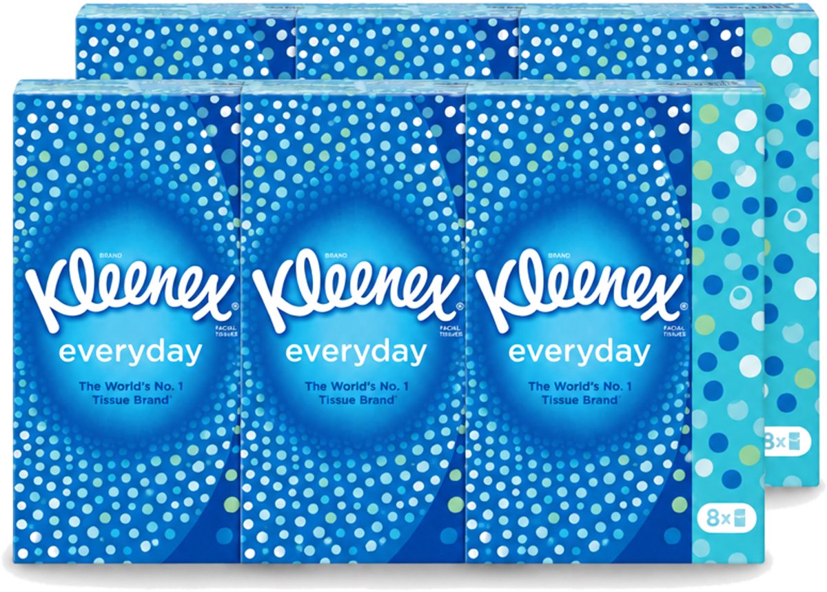 6 x Kleenex - Zakdoekjes - Everyday - 8 Pakjes Zakdoekjes - Voordeelverpakking - 6 stuks