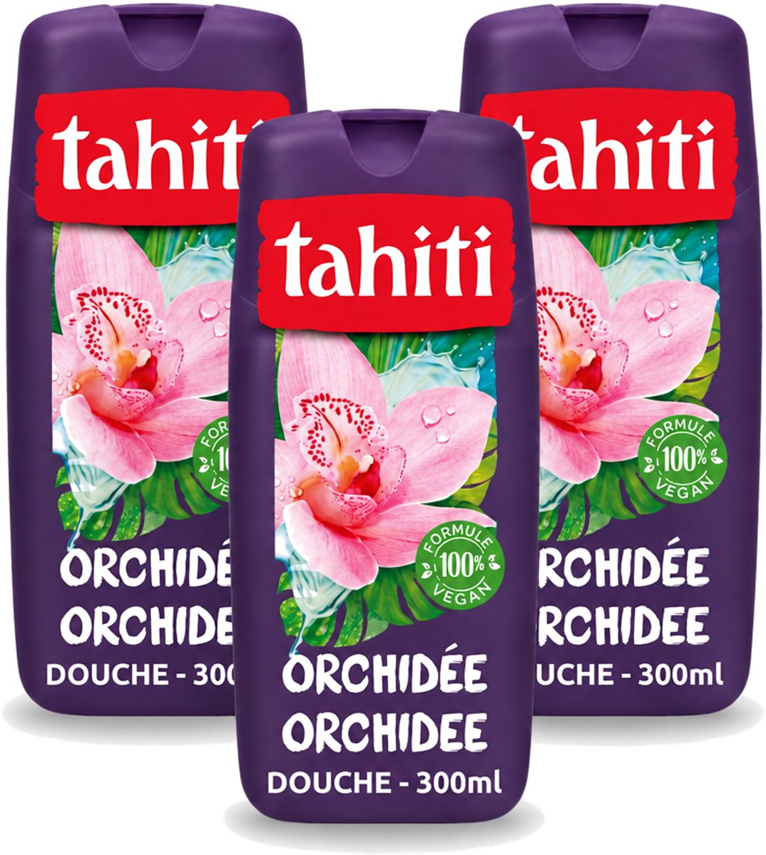 3 x Tahiti - Douchegel - Orchidee - 100% Vegan - 300 ml - Voordeelverpakking - 3 stuks