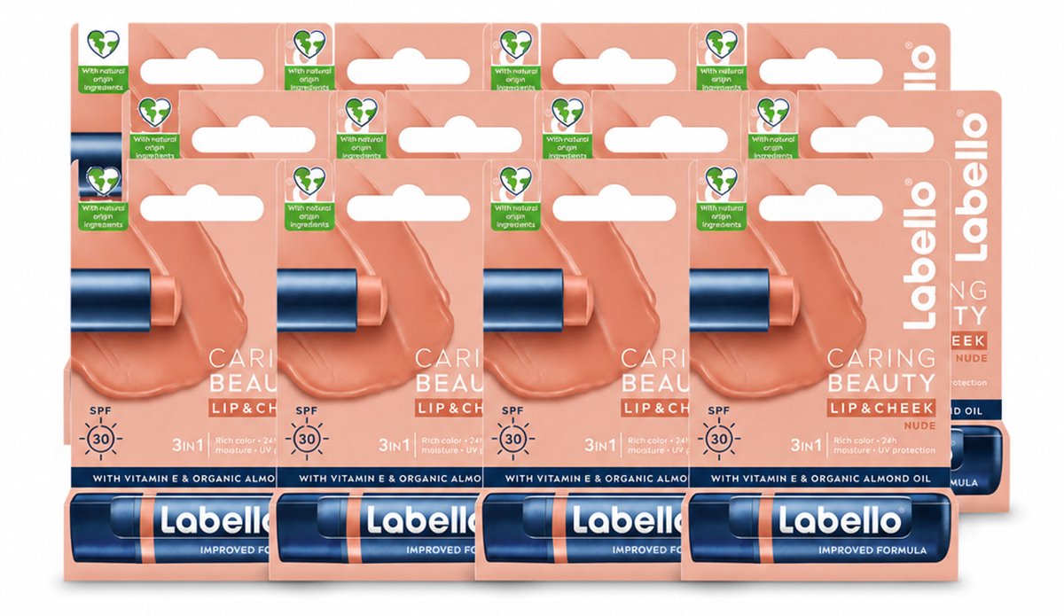 12 x Labello – CLippenbalsem – aring Beauty Nude – 6 ml - Voordeelverpakking - 12 stuks