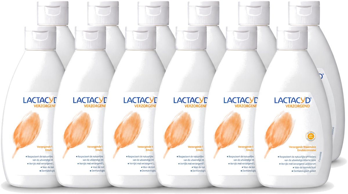 12 x Lactacyd – Verzorgende Wasemulsie – pH-vriendelijk – 300 ml - Voordeelverpakking - 12 stuks