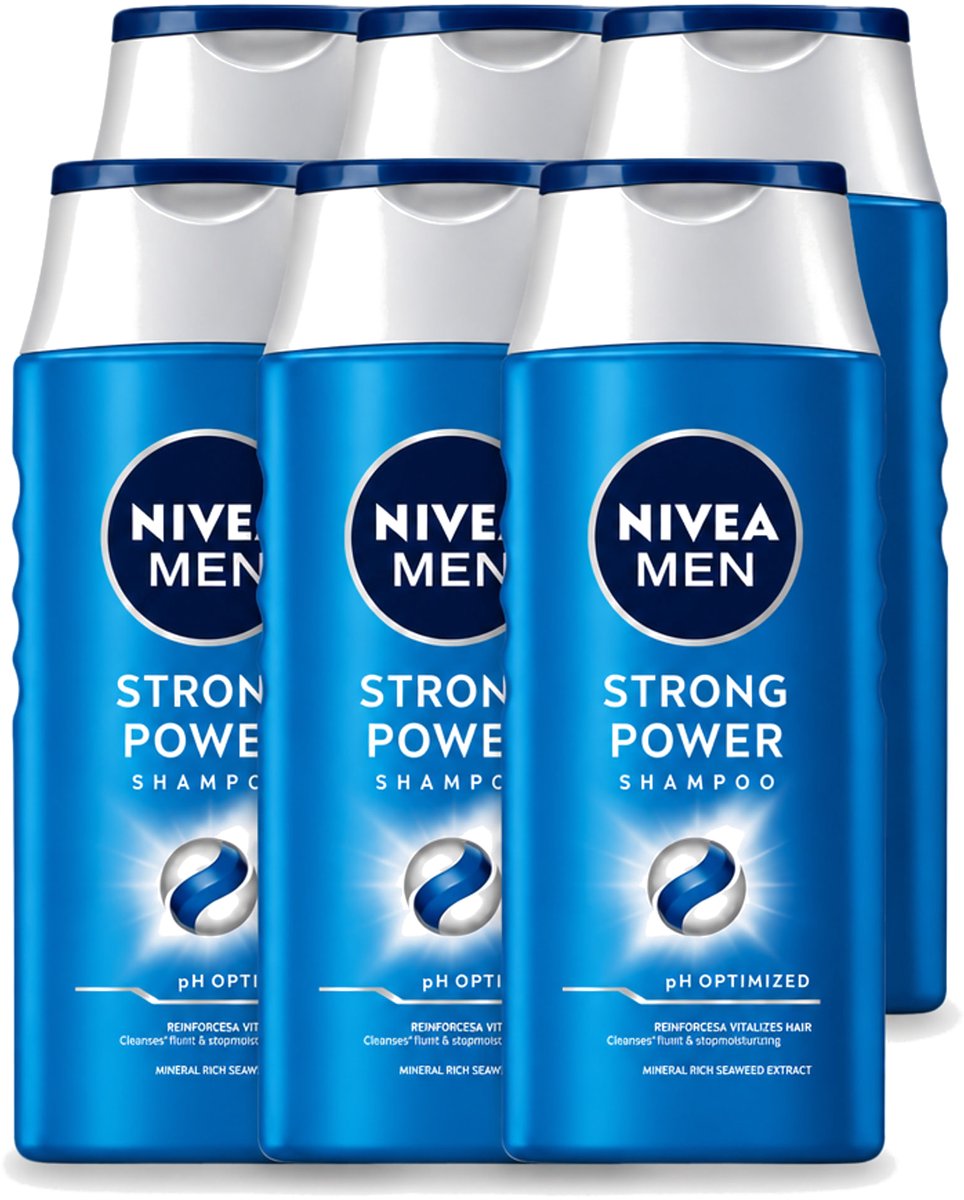 6 x NIVEA MEN – Shampoo – Strong Power – 250 ml - Voordeelverpakking - 6 stuks