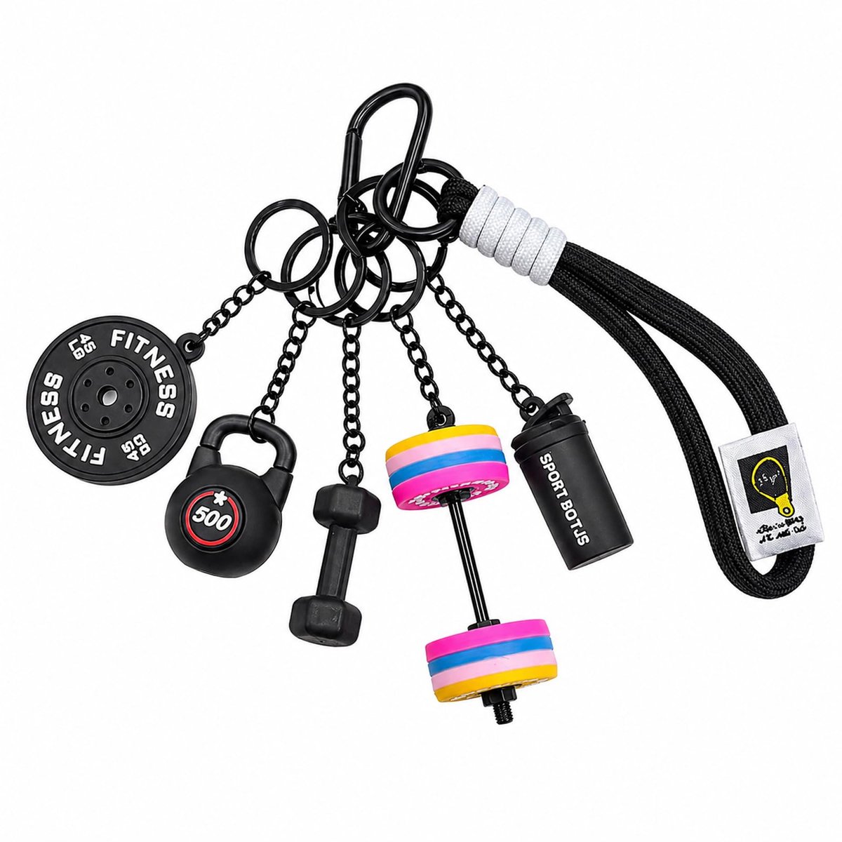 LIULINY Fitnesssleutelhanger met halter, zakbedels voor fitness met gewichtsschijven, sleutelhanger voor - ShopVlot