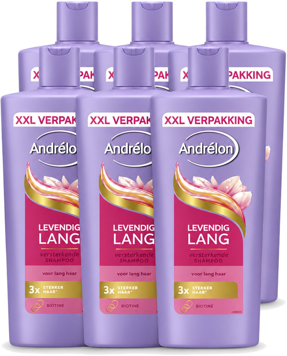 6 x Andrélon – Shampoo – Levendig Lang – 685 ml - Voordeelverpakking - 6 stuks