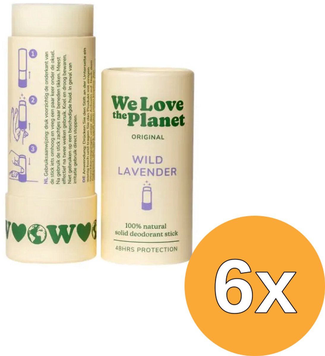 6x We Love The Planet Deodorant Stick - Wild Lavender (40 gr)