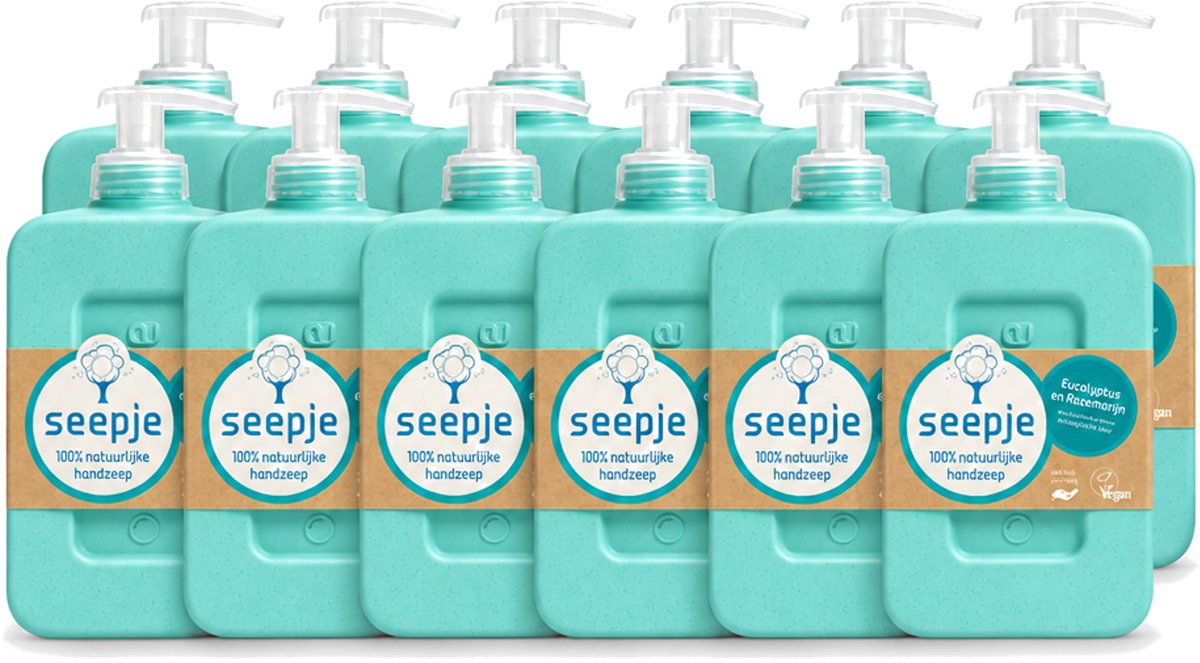 12 x Seepje - Handzeep - Eucalyptus met Rozemarijn - 300 ml - Antiseptische Geur - Voordeelverpakking - 12 stuks