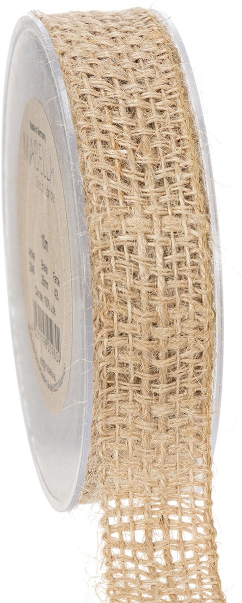 Decoratief jute lint, naturel, 25 mm; jute lint; rustiek cadeaulint, 1