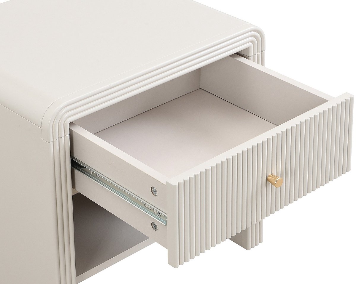 Vente-unique Nachtkastje met 1 lade en 1 nis - MDF - Beige en goud - MIRENALO