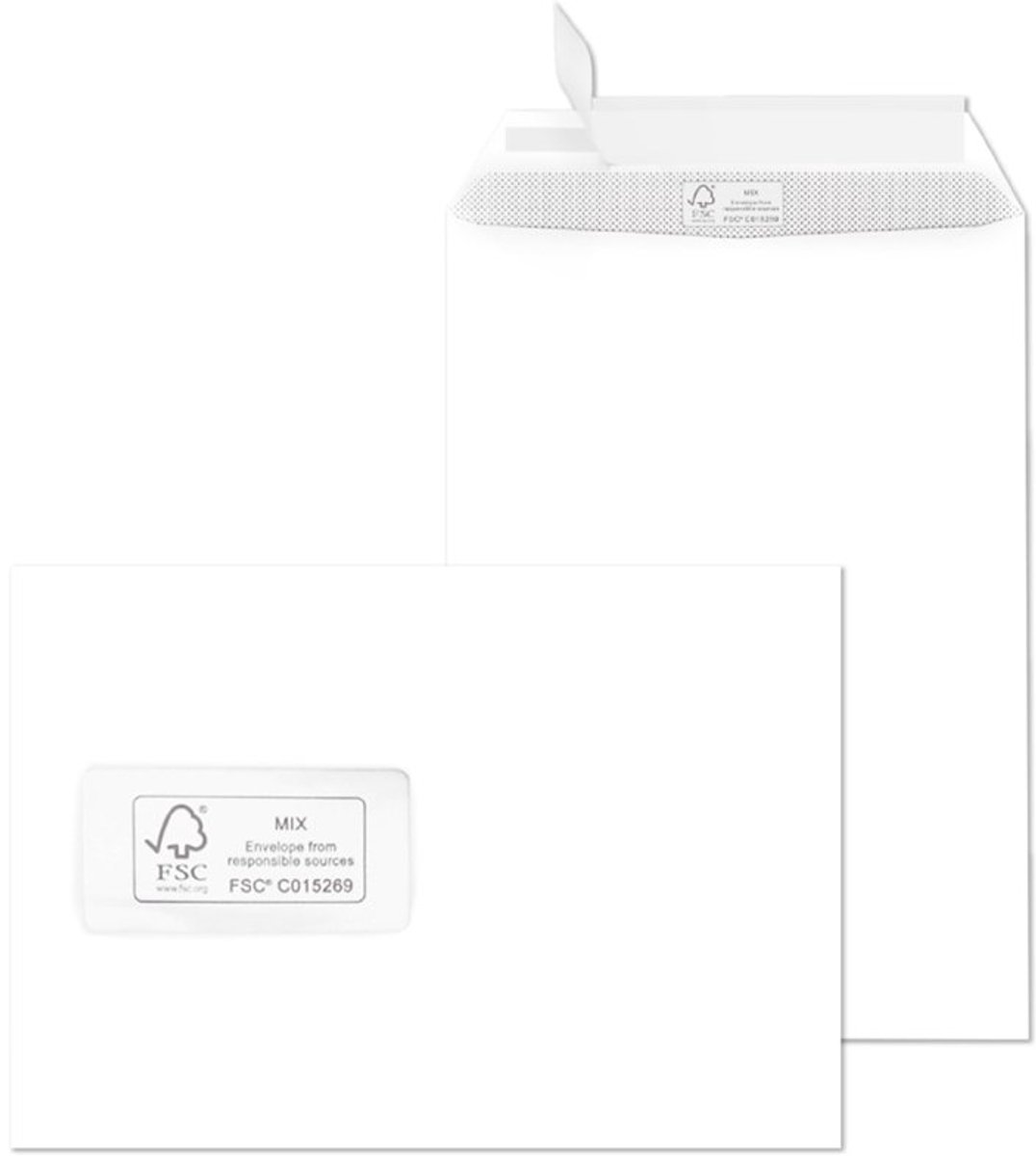 MAILmedia verzendtaschen C4 met venster, wit, 229×324 mm, 250 stuks