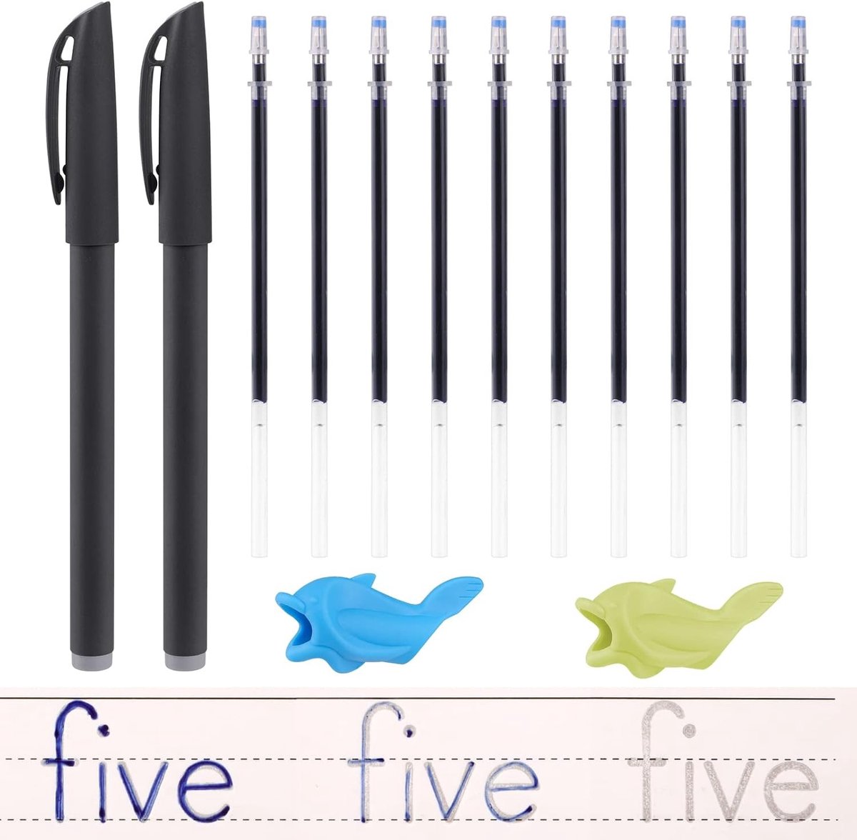 10 x Refill Pack voor Automatische Estompera met 2 Magische Pennen, Herbruikbaar, Perfect voor Kinderen en Boekcorrectie