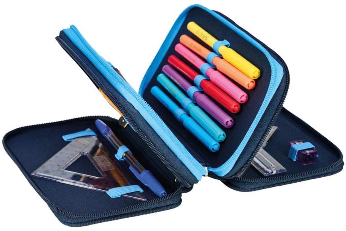 herlitz TriCase Thunder Rex pennenetui, 31-delig gevuld, 3 ritsen, polyester