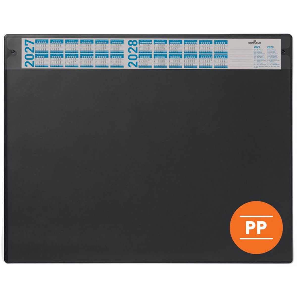 DURABLE Bureauonderlegger met jaarkalender, PP, donkerblauw, 650×480 mm