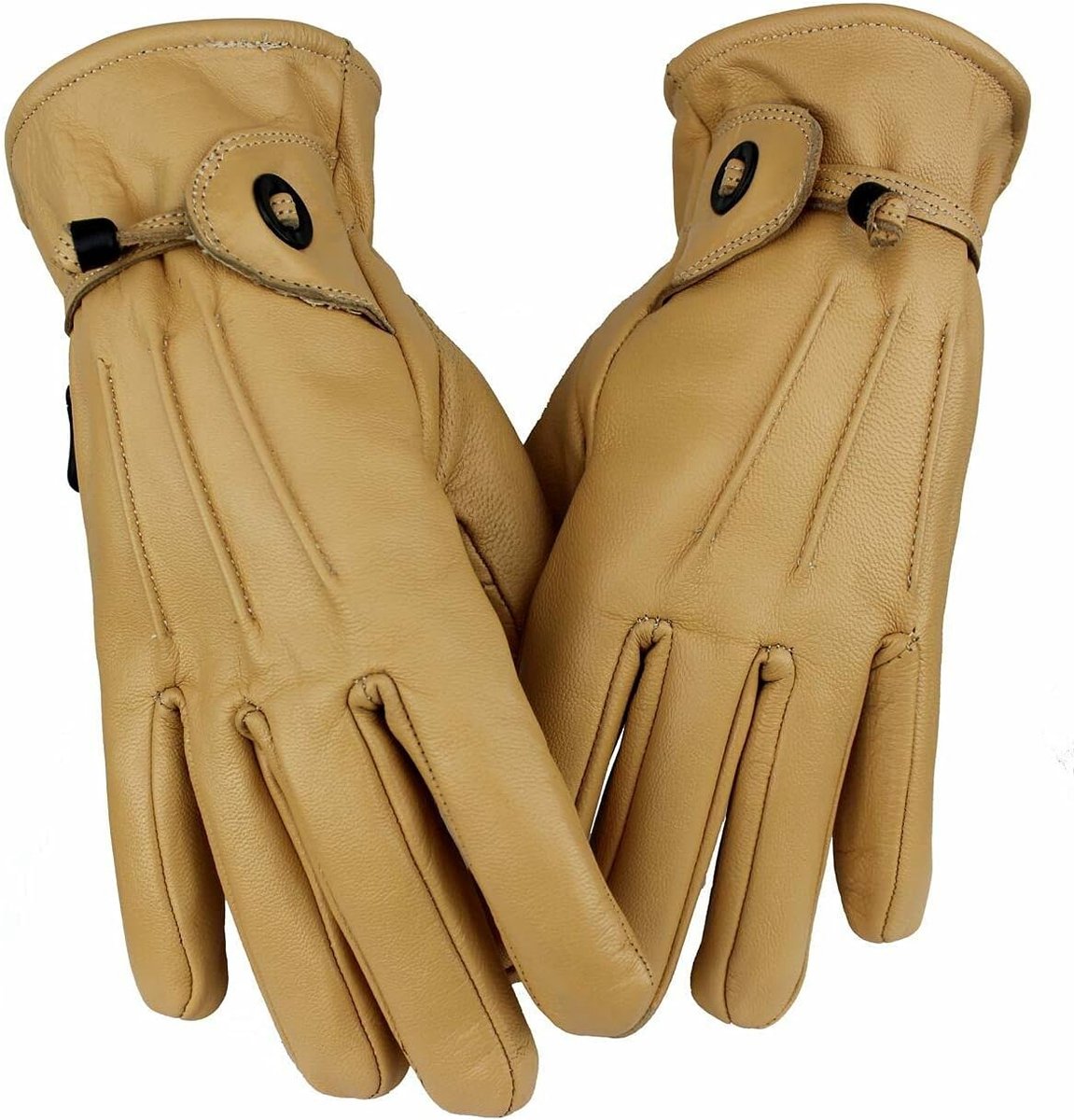 Lederen handschoenen motorfiets M - beige lamsleer - gedeeltelijk gevoerd - comfortabel rijden - ShopVlot