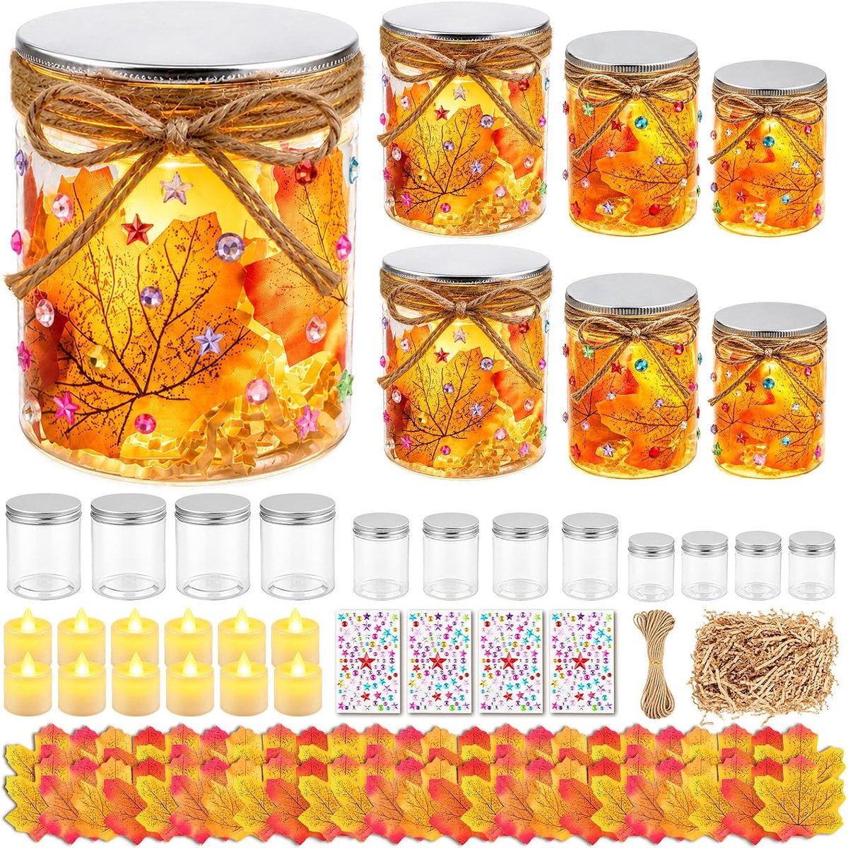 Decoratieve flessen set - Herfst esdoornblad - Doe-het-zelf knutselset - Creëer sfeervolle decoratie - Luxento