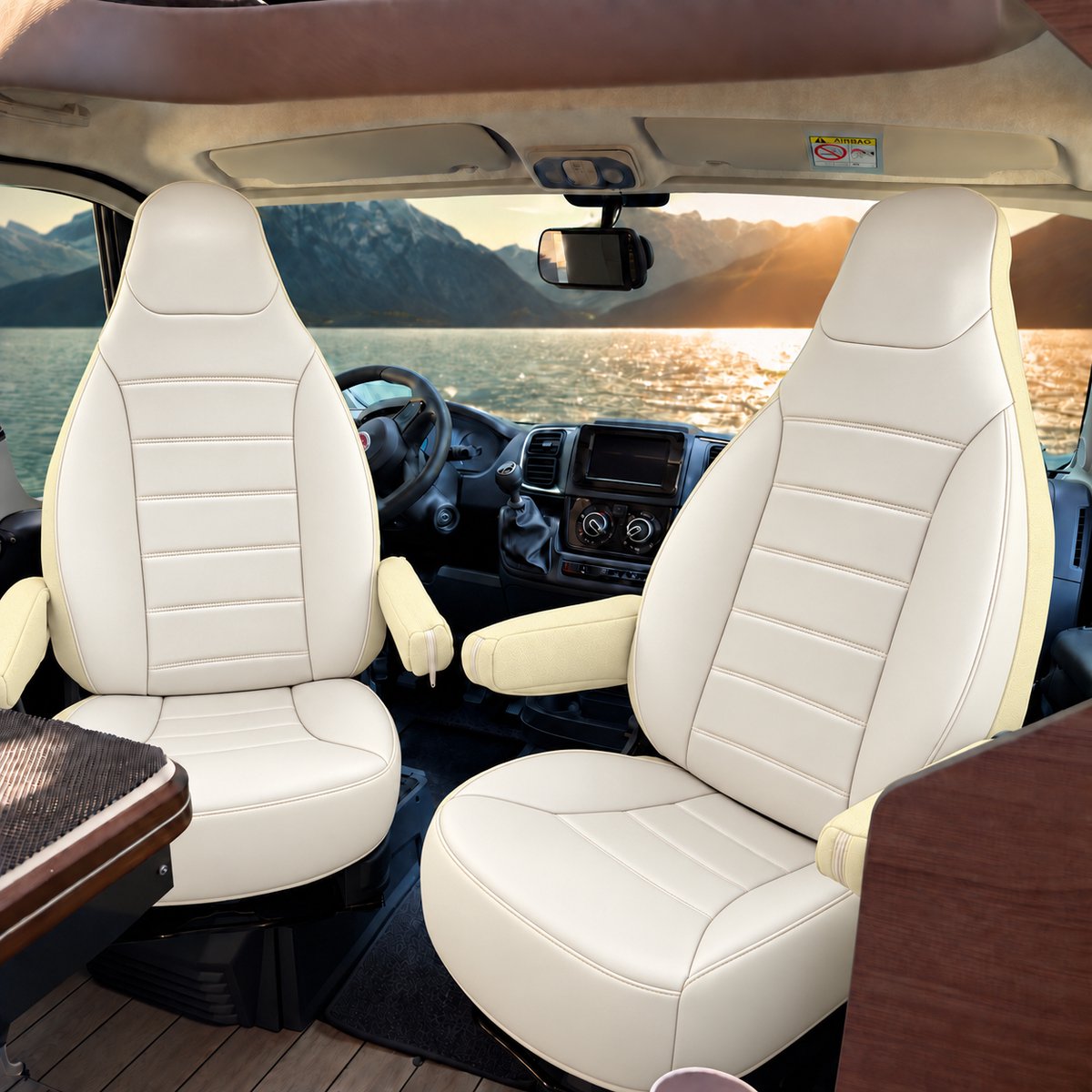 Stoelhoezen Iveco Daily 4 - Set van 2 - Light beige kunstleer - AIM
