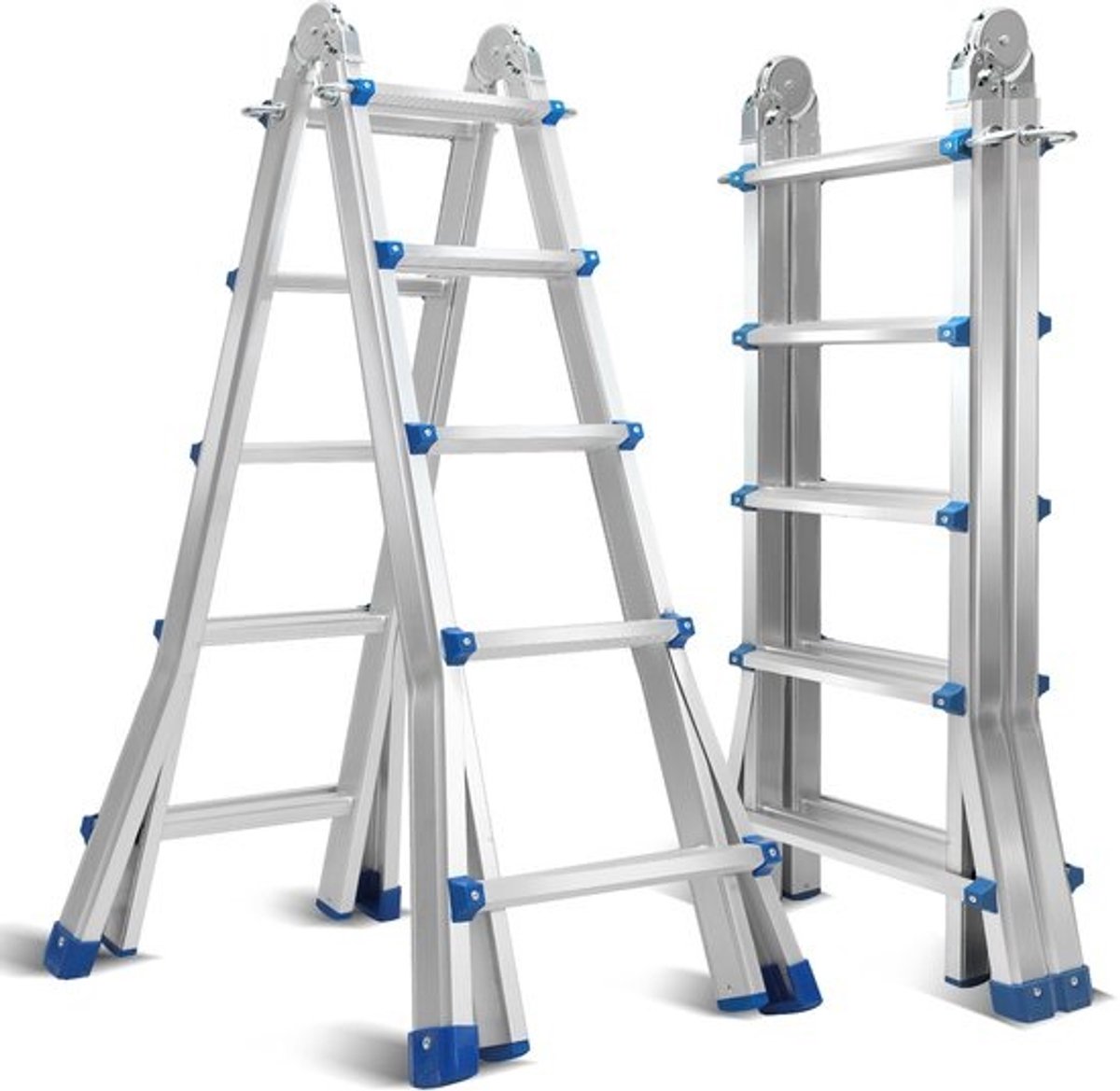 Multifunctionele ladder - Telescopische schuifladder - Voor kluswerkzaamheden buiten - 3-in-1-toepassingen - 513 cm - Aluminium