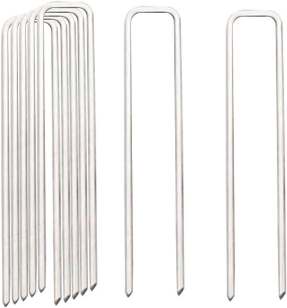 Grondnietjes - 30-pack - Landschapspennen - Voor gazonbevestiging - Zwaar uitgevoerd staal - 15 cm lengte - Zilverkleurig