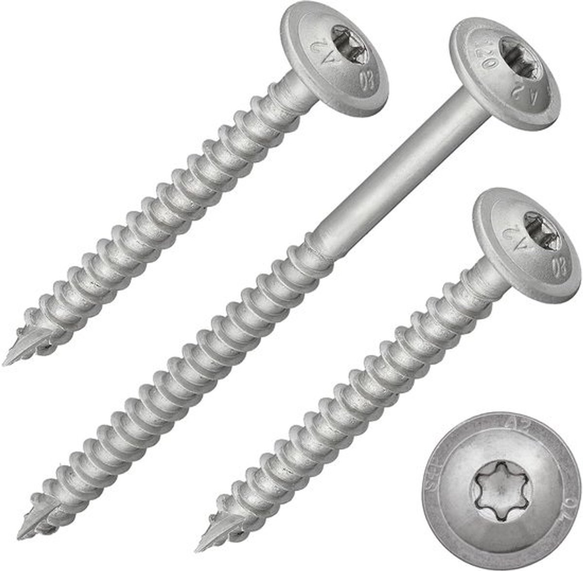 Houtbouwschroeven - Constructieschroeven - Torx - Voor krachtige houtverbindingen - Roestvrij staal A2 - 4 x 60 mm - 100 stuks