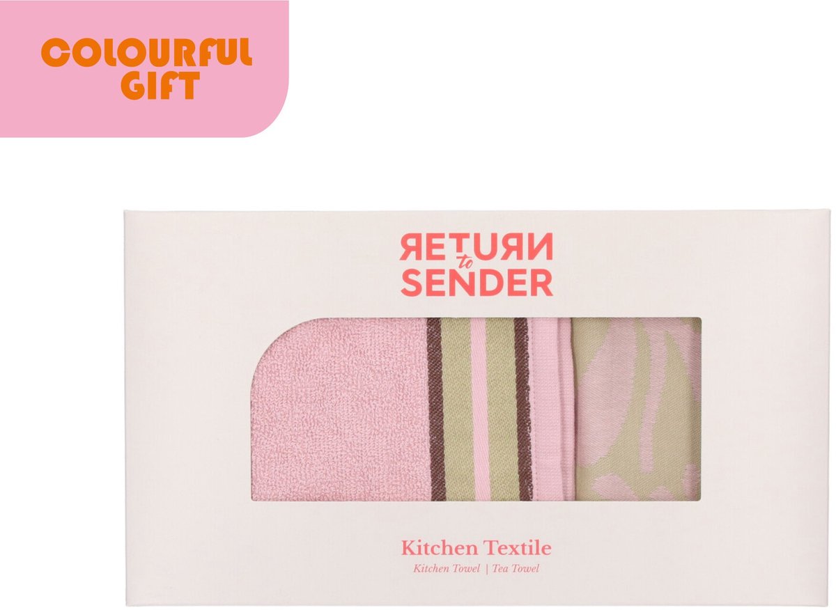 Return to Sender | Keuken- en Theedoek Carina | 50x70 cm | Sage Green met Geschenkdoos