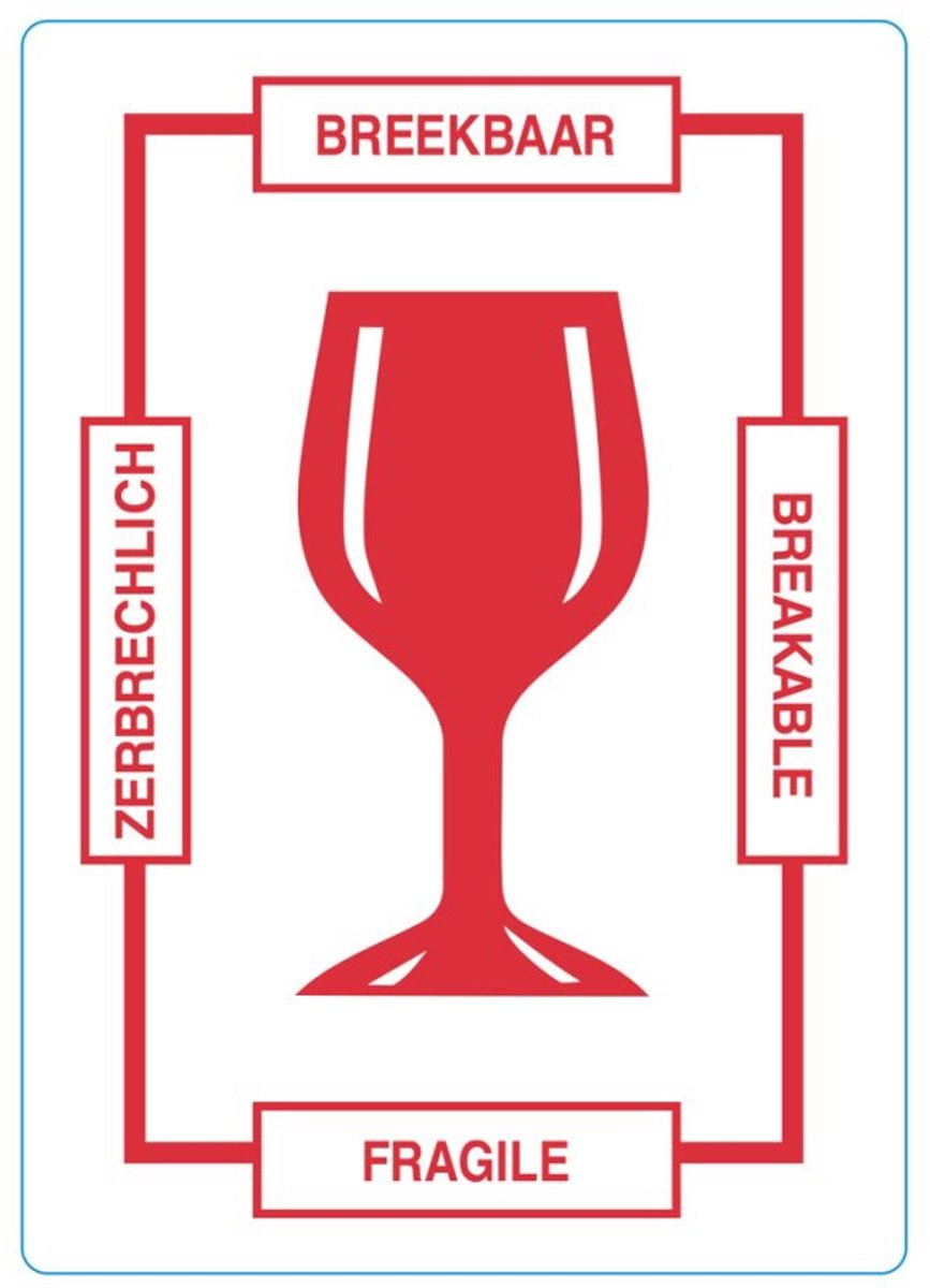 rillprint waarschuwingsetiketten BREEKBAAR, permanent klevend, wit/rood, 80×100 mm