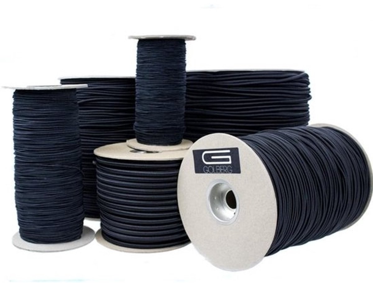 Elastisch touw - Slagtouw - Diamantstijl - Universeel gebruik - Slijtvast - Schimmelbestendig - 63 mm x 762 m - Zwart
