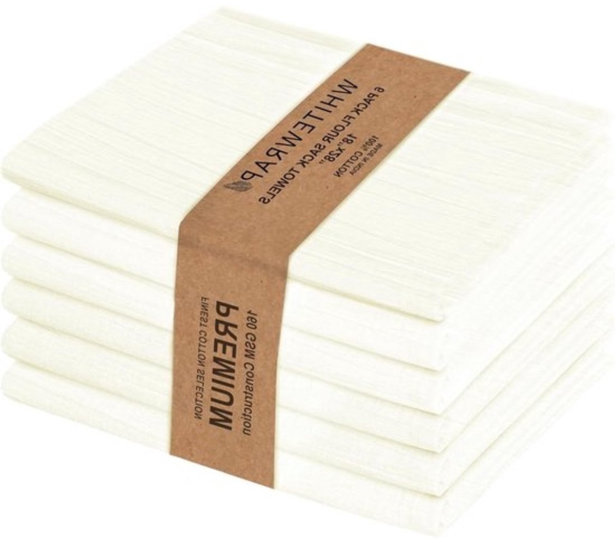 Theedoeken van meelzakstof - Katoenen keukendoeken - Voor keukenwerk - Zeer absorberend - 6 stuks - Natuurlijk