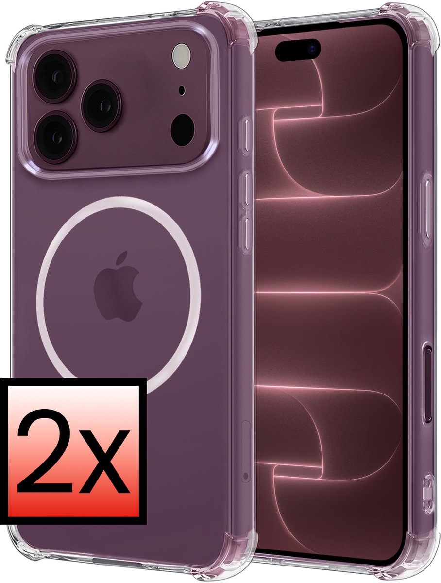 Hoesje - 2 Stuks - Geschikt voor Apple iPhone 18 Pro - Magsafe Compatible - Sterk & Shockproof - Back Cover - Shock Proof Case - Telefoon Hoes - Transparant