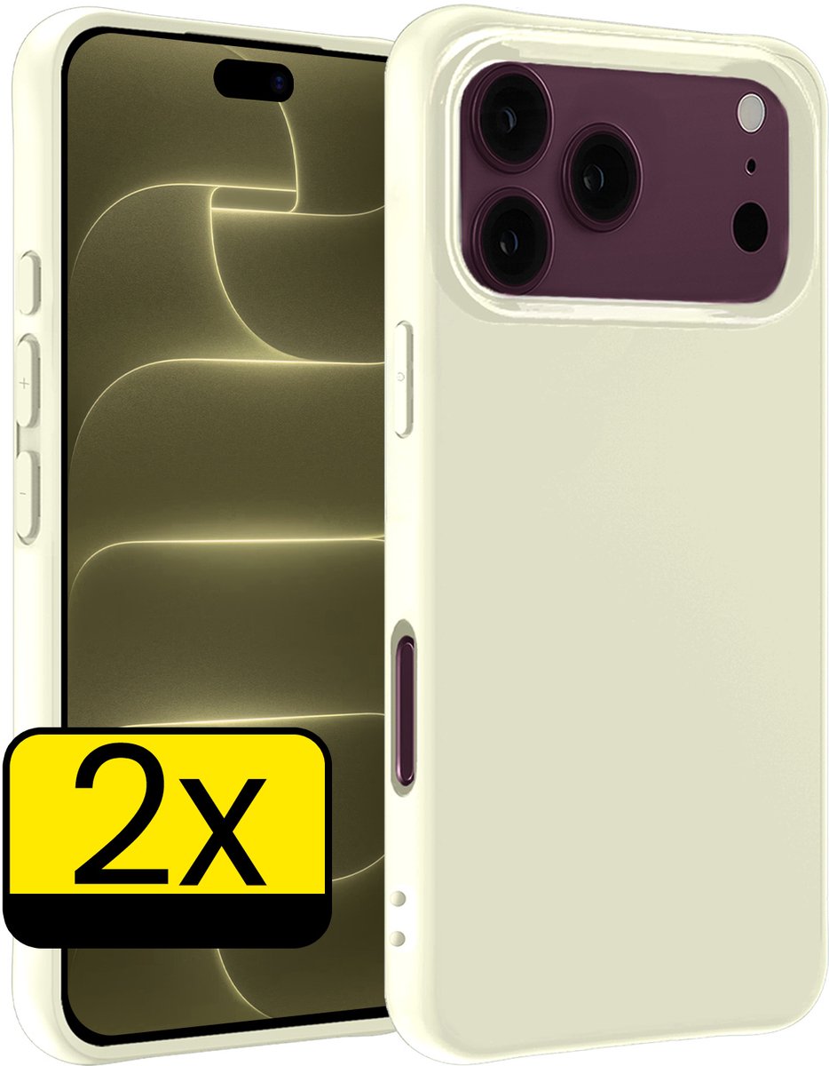Hoesje - 2 Stuks - Geschikt voor Apple iPhone 18 Pro - Sterk & Shockproof - Case Siliconen - Back Cover - Telefoon Hoes - Telefoonhoesjes - Wit