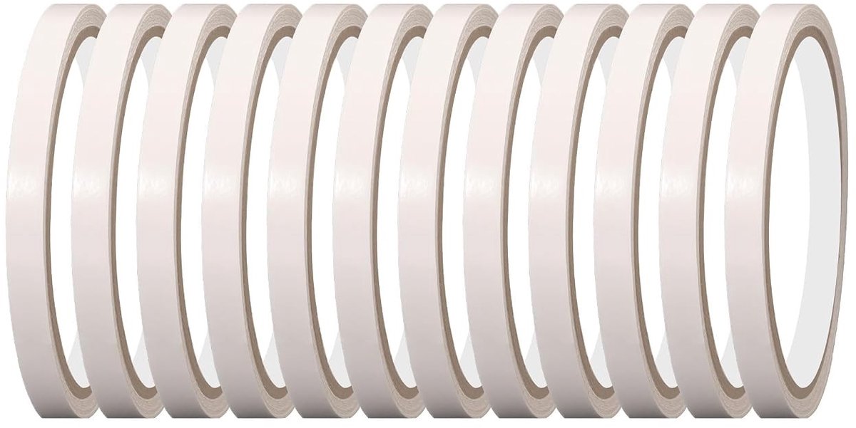 Dubbelzijdige tape 6 mm x 10 m (12 rollen) - Extra sterke plakband voor knutselen, DIY-projecten en wanddecoratie