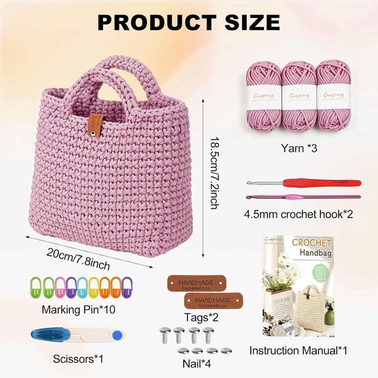 Haakset voor beginners met handleiding, ideaal voor handwerken en creatief haken (roze) — afbeelding 5