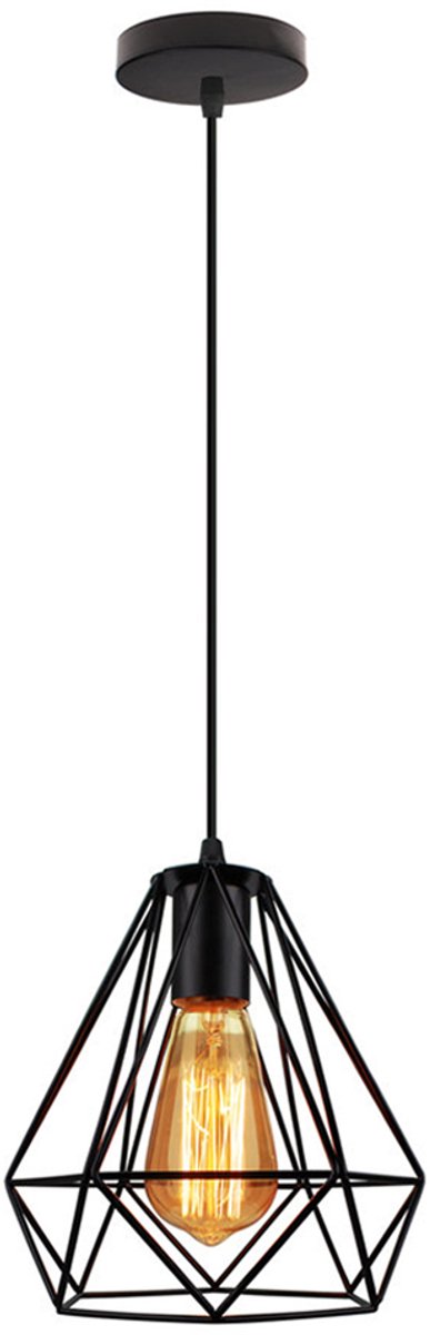 Hanglamp Industrieel Cage E27 Kroonluchter Hangende Lampen Metalen Plafondlamp Zwart