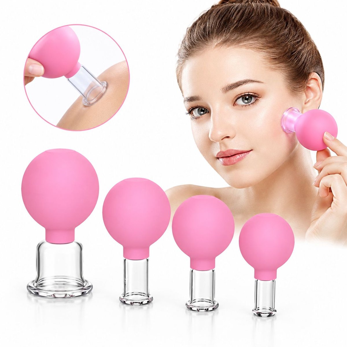VHV - Cupping set -gezicht cupping - Facial cupping - Face cupping set - Cupping set massage - Anti cellulitis therapie - Kwaliteit - 4 delig - thuis