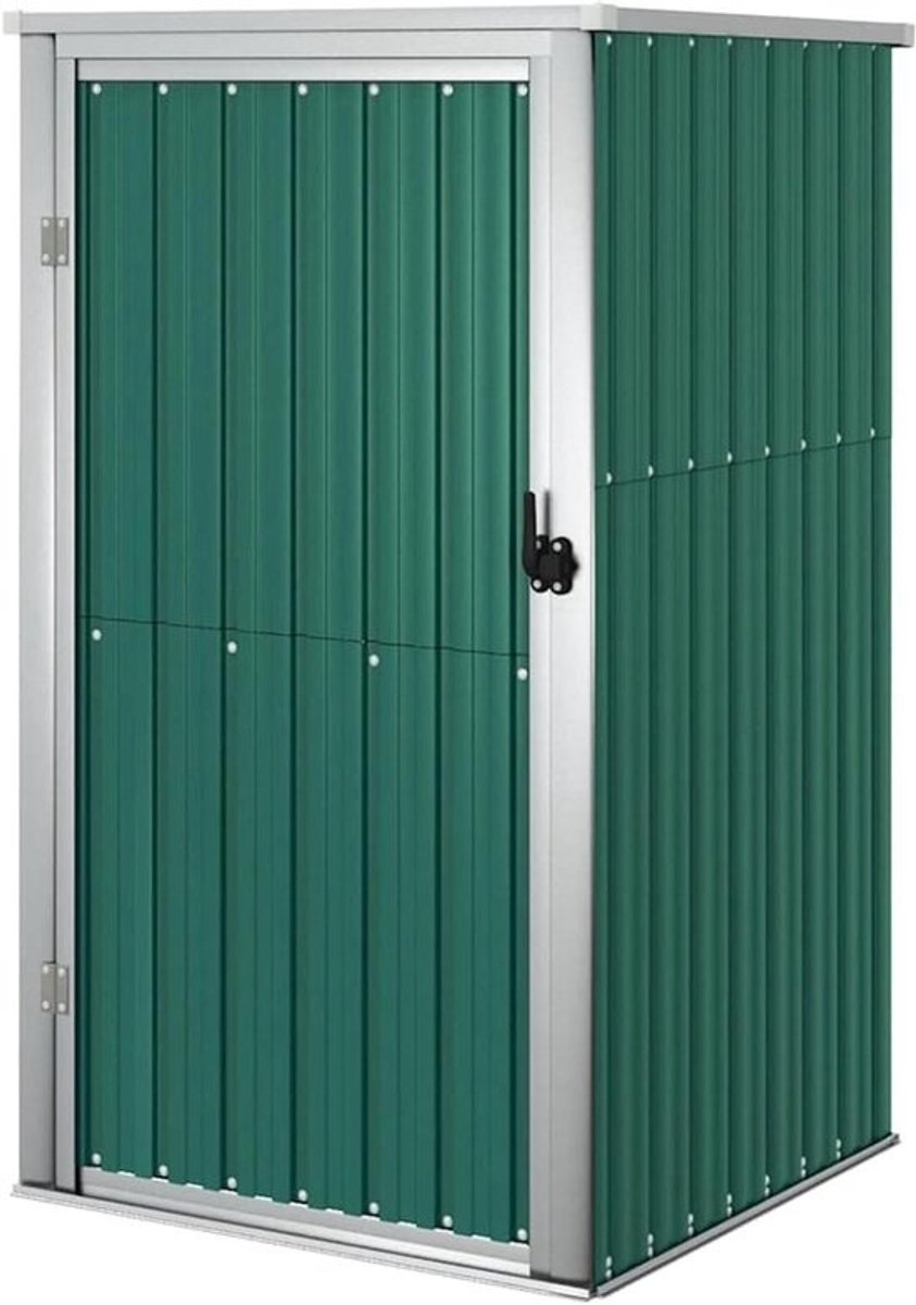 Schuur voor tuinopslag - Metalen gereedschapshuis - Opbergen van tuinspullen - Waterdicht - Hellend dak - 88x89x161 cm - Groen