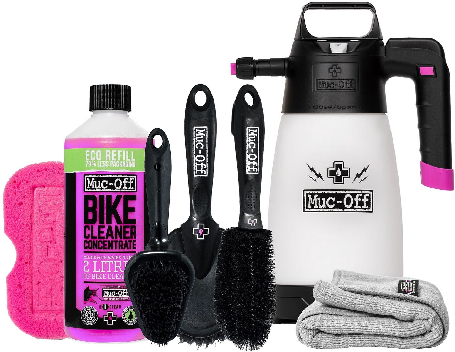 Muc-Off Foam Sprayer Kit - Fietsreiniging Set - Foam Spuit - Reinigingsconcentraat - Spons - Microvezeldoek - Reinigingsborstels - Geschikt voor Fiets en Motor