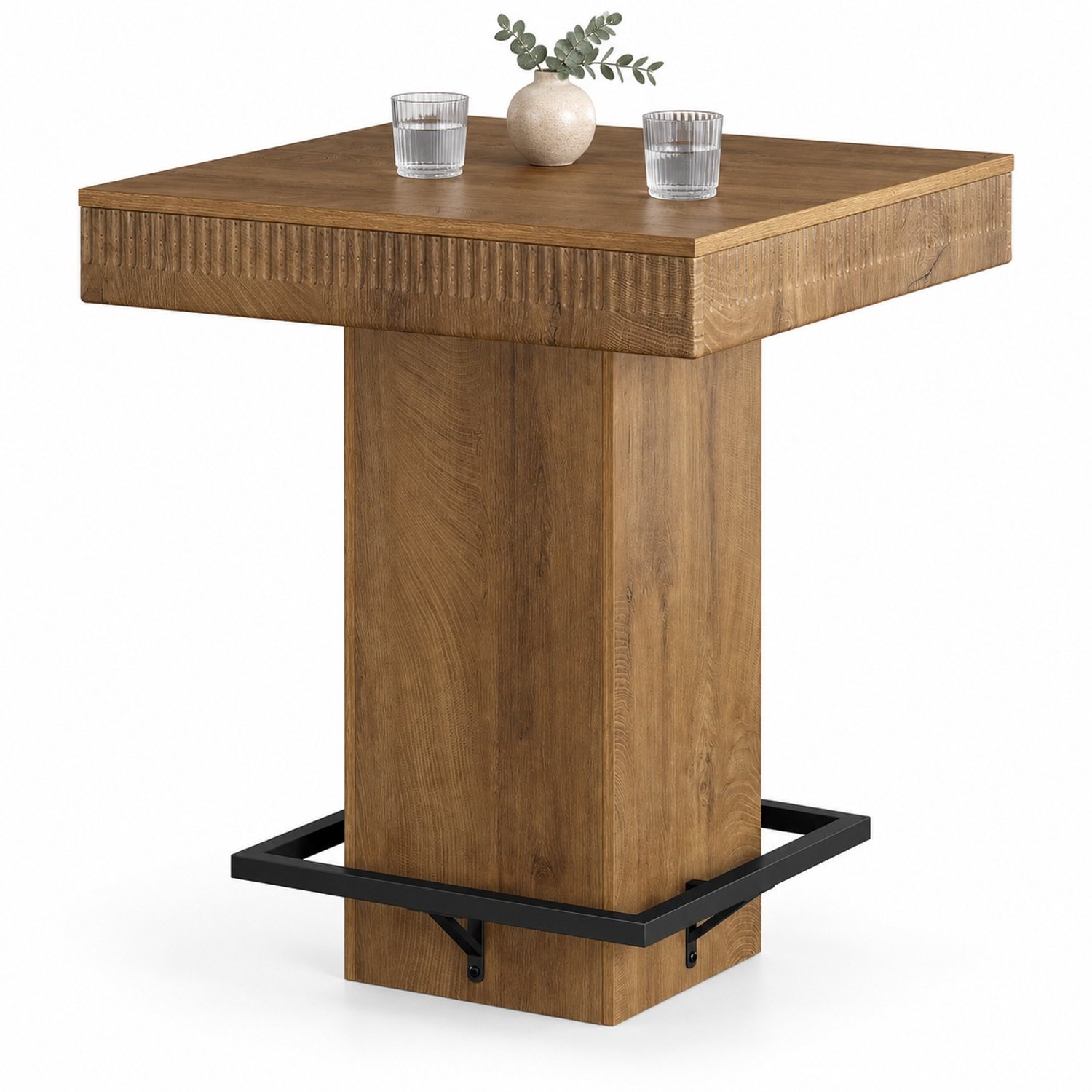 DMG Supply Bartafel – Vierkant – 80 x 80 x 95 cm – Met Voetensteun – Bruin en Zwart