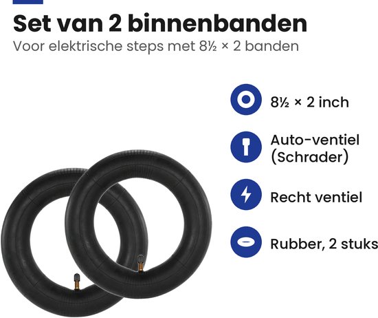 Binnenband voor Elektrische Step - 8 1/2 x 2 - Xiaomi Mi - M365 Pro (Set van 2) van Merkloos — afbeelding 4