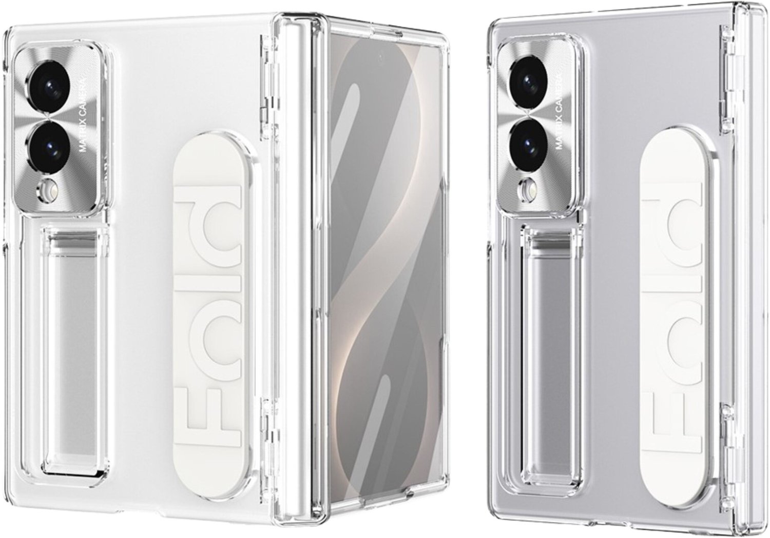 Casety Geschikt voor Samsung Galaxy Z Fold 8 backcover hoes met Kickstand & Polsband - Transparant