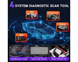 OBD2 Scanner - OBD - Uitleesapparatuur Auto - Diagnosecomputer - Storing Verwijderen - Auto Accessoires - Auto Uitlezen - 12 Reset Services - Systeem Scanner - 5" Touchscreen