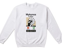 Mykonos Sweater – Mykonos is calling... And I Must Go! – Stoer Reis Sweater – Unisex Sweater voor Dames & Heren – Origineel Cadeau